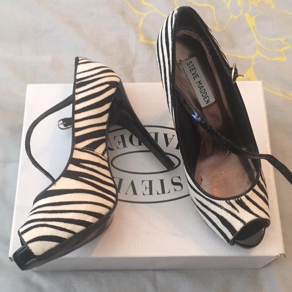 New Steve Madden Zebra Print Heels
